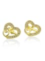 thumb Brass Rhinestone Dainty Heart  Earring and Necklace Set 4