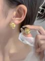 thumb Brass Cubic Zirconia Flower Dainty Stud Earring 1