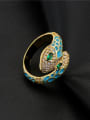 thumb Brass Enamel Cubic Zirconia Snake Vintage Band Ring 3