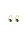 thumb Brass Cubic Zirconia Green Geometric Vintage Stud Earring 0