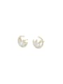 thumb Brass Cubic Zirconia Moon Dainty Stud Earring 0