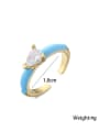 thumb Brass Enamel Cubic Zirconia Heart  Minimalist Band Ring 3