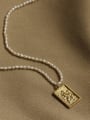 thumb Brass Freshwater Pearl Geometric Vintage pendant Necklace 2