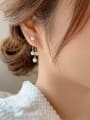 thumb Brass Imitation Pearl Tassel Trend Stud Earring 1