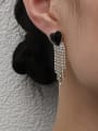 thumb Brass Cubic Zirconia Tassel Vintage Stud Earring 1