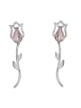 thumb Brass Cubic Zirconia Flower Cute Stud Earring 0