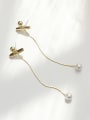 thumb Brass Imitation Pearl Tassel Minimalist Drop Trend Korean Fashion Earring 4