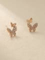 thumb Brass Cubic Zirconia Butterfly Cute Stud Trend Korean Fashion Earring 2