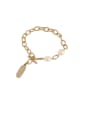 thumb Brass Freshwater Pearl Geometric Vintage Link Bracelet 3