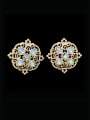 thumb Alloy Glass Stone Hollow Flower Statement Stud Earring 1