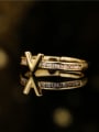 thumb Brass Cubic Zirconia Letter Vintage Band Ring 1