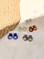 thumb Resin Geometric square and circle stitching Vintage Stud Earring 1