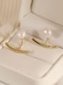 thumb Brass Imitation Pearl Smiley Minimalist Stud Earring 1
