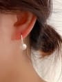 thumb 925 Sterling Silver Freshwater Pearl Water Drop Minimalist Hook Earring 1
