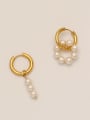 thumb Brass Imitation Pearl Asymmetry Geometric Vintage Drop Trend Korean Fashion Earring 4
