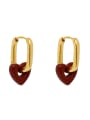 thumb Brass Enamel Heart Minimalist Huggie Earring 0