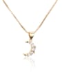 thumb Brass Moon Cubic Zirconia Earring and Necklace Set 3