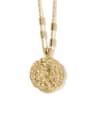 thumb Brass Round lion Vintage Pendant Necklace 2