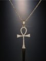 thumb Brass Cubic Zirconia Cross Vintage Regligious Necklace 1