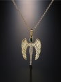 thumb Brass Cubic Zirconia Vintage Wing  Pendnat Necklace 1