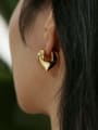 thumb Brass  Smooth Heart Vintage Stud Earring 1
