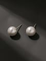 thumb Brass Imitation Pearl Round Minimalist Stud Trend Korean Fashion Earring 0
