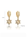 thumb Brass Cubic Zirconia  Vintage Five-pointed star Huggie Earring 1