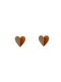 thumb Resin Heart Vintage wood color matching Stud Earring/Multi-Color Optional 0
