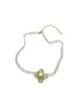 thumb Brass Synthetic Crystal Flower Bohemia Beaded Necklace 0