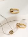 thumb Brass Cubic Zirconia Minimalist Geometric Earring and Necklace Set 1