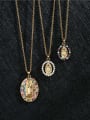 thumb Brass Cubic Zirconia Oval Vintage Regligious Necklace 3