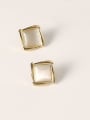 thumb Brass Cats Eye Geometric Minimalist Stud Trend Korean Fashion Earring 0