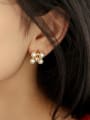 thumb Brass Imitation Pearl Flower Dainty Stud Earring 1