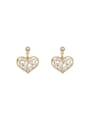 thumb Copper Cubic Zirconia Heart Cute Stud Trend Korean Fashion Earring 0