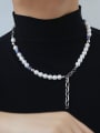 thumb Titanium Steel Imitation Pearl Geometric Vintage Beaded Necklace 1