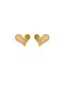 thumb Brass Cubic Zirconia Heart Trend Stud Earring 0