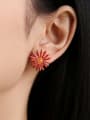 thumb Brass Enamel Flower Minimalist Stud Earring 1
