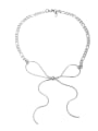 thumb Titanium Steel Bowknot Tassel Minimalist Necklace 2