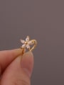 thumb Brass Cubic Zirconia White Flower Minimalist Stud Earring 0