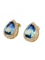 thumb Brass Water Drop Cubic Zirconia  Luxury Stud Earring 1