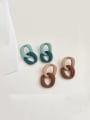 thumb 925 Sterling Silver Resin Geometric Vintage Stud Earring/Multi-Color Optional 1