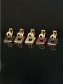 thumb Brass Cubic Zirconia Square Luxury Huggie Earring 1