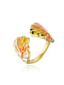 thumb Brass Enamel Geometric Minimalist Snake Fish Band Ring 0