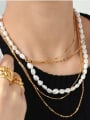 thumb Brass Freshwater Pearl Geometric Vintage Multi Strand Necklace 1