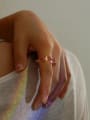 thumb Hand Glass Multi Color Flower Minimalist Band Ring 2