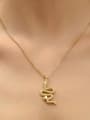 thumb Brass  Vintage Snake Pendant Necklace 1