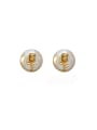 thumb Brass Freshwater Pearl Geometric Minimalist Stud Earring 0