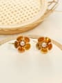 thumb Copper Imitation Pearl Flower Ethnic Stud Trend Korean Fashion Earring 2