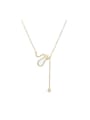 thumb Brass Cubic Zirconia Snake Dainty Necklace 0