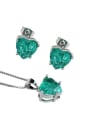 thumb Brass Heart  Cubic Zirconia Earring and Necklace Set 2